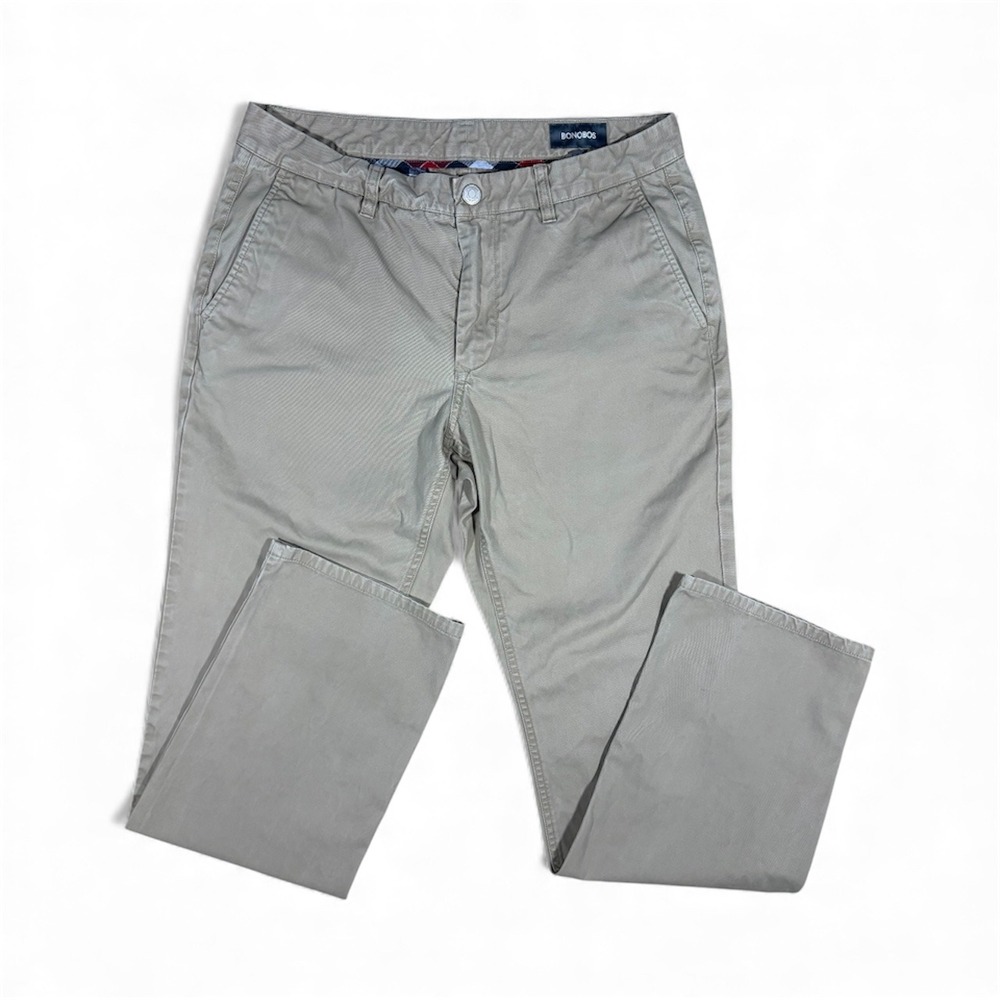 Bonobos Pants Mens 33x32 Chino‎ Beige Straight Leg Cotton Chino Mens 34x32
